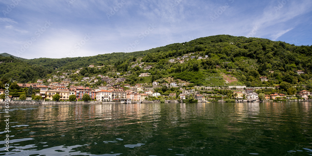 The houses of Cannero Riviera on Lake Maggiore - Cannero Riviera , Lake Maggiore, Lombardy, Italy, Europe