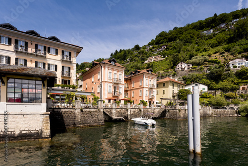 The pier and houses of Cannero Riviera - Cannero Riviera , Lake Maggiore, Lombardy, Italy, Europe photo