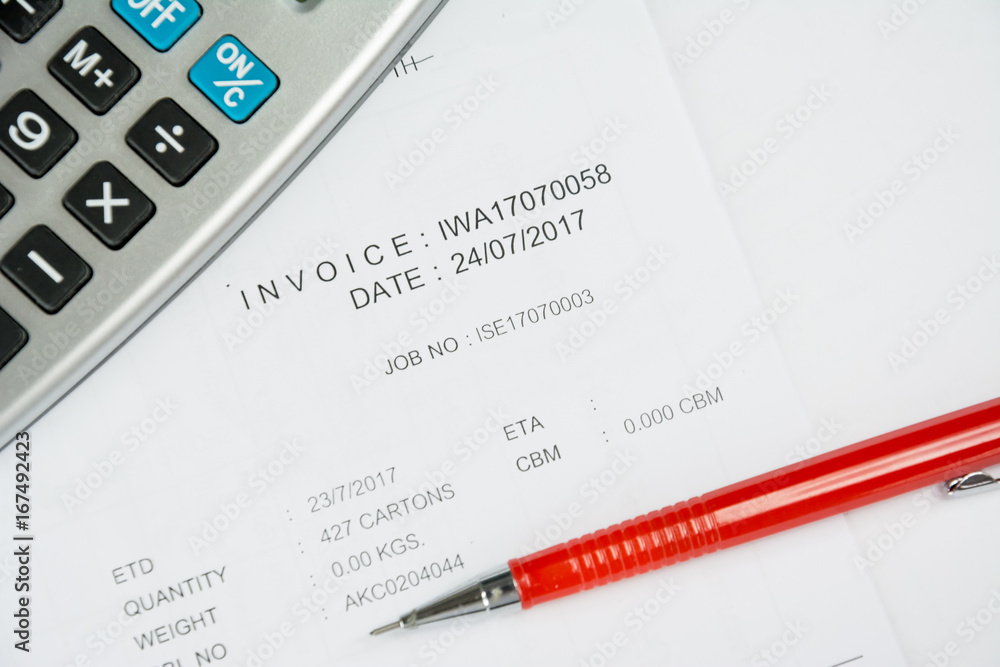 Invoice paper for business document check and calculate Invoice paper for business document check and calculate