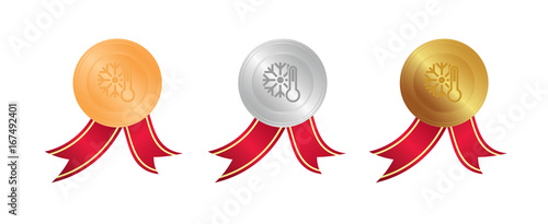 Thermometer-Symbol - Bronze, Silber, Gold Medaillen