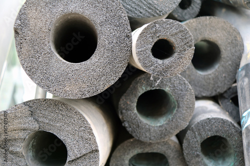Air duct foam,  grey color of Long round rods , As material use for heat Insulation in industrial plants.