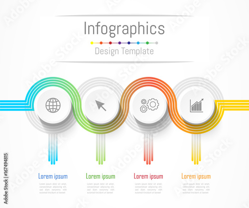 Infographic design elements for your business data with 4 options, parts, steps, timelines or processes. connection lines concept,  Vector Illustration.