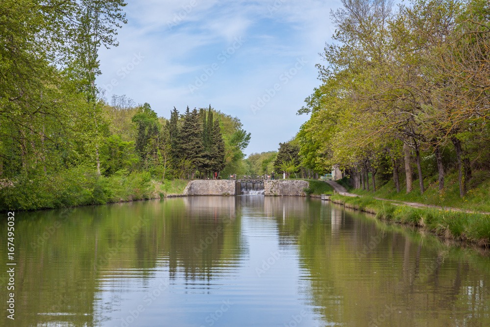 green Canal du Midi in spring summer green Canal du Midi in spring summer