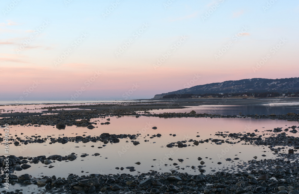 Tidal pools on Homer Beach at dawn Tidal pools on Homer Beach at dawn