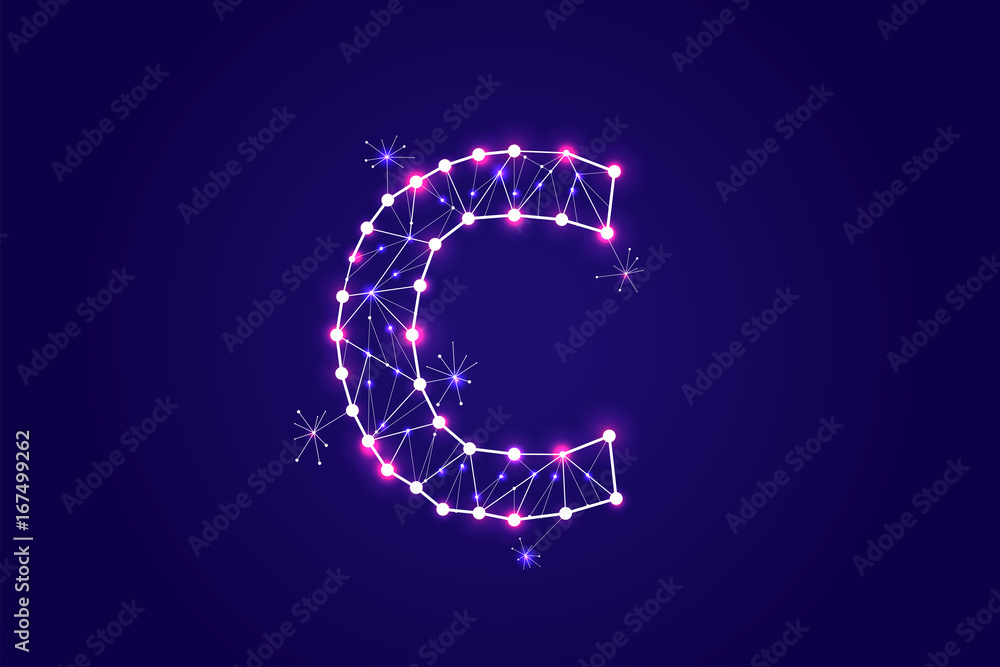 Anniversary design. Abstract form with connected lines and light dots Anniversary design. Abstract form with connected lines and light dots