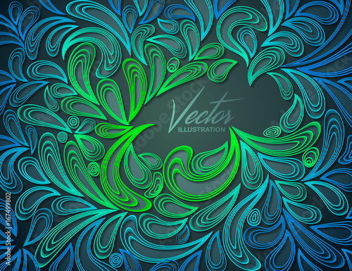 Abstract vector background. Ornate pattern of multi-layered petals, quilling paper. Stylish abstract vector floral ornamental texture