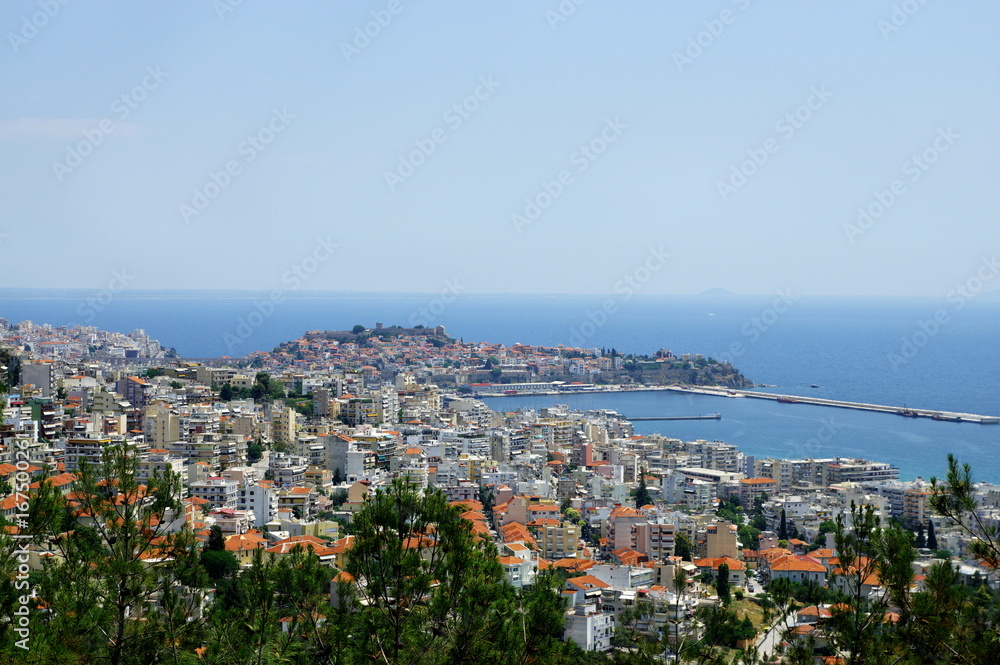 Kavala, city in northern Greece, in the Macedonia-Thrace region, located on the Aegean Sea. View of the harbor and a part of the city.