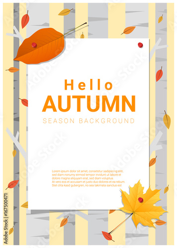 Blank poster on autumn theme background , vector , illustration