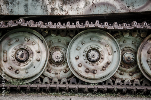 Detail shot of a German Tiger Tank, caterpillars