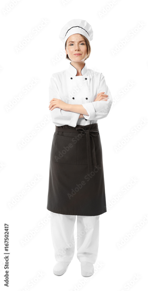 Female chef on white background Female chef on white background