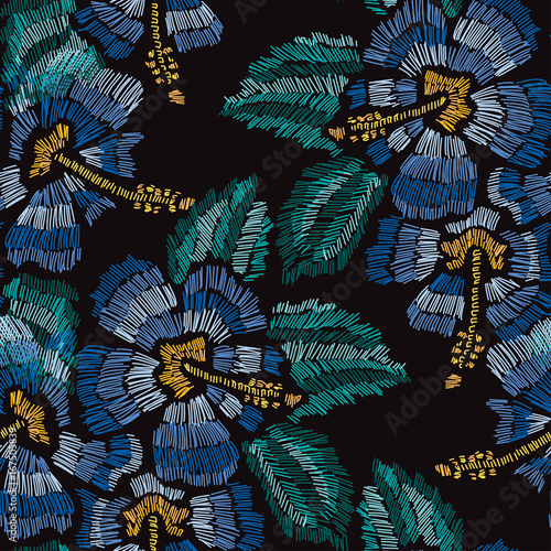 embroidery floral seamless pattern