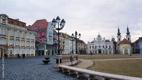 Timisoara, Romania - February 3rd 2017: Unirii square photo