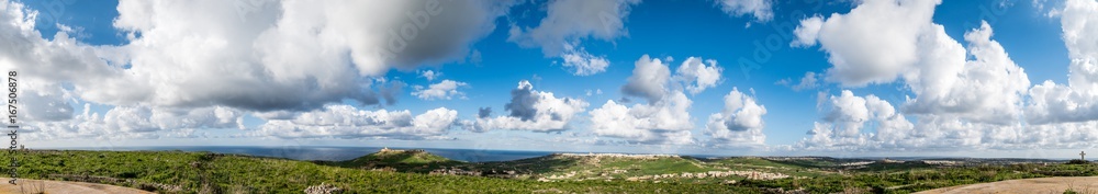 Panoramic view of the coast of Gozo