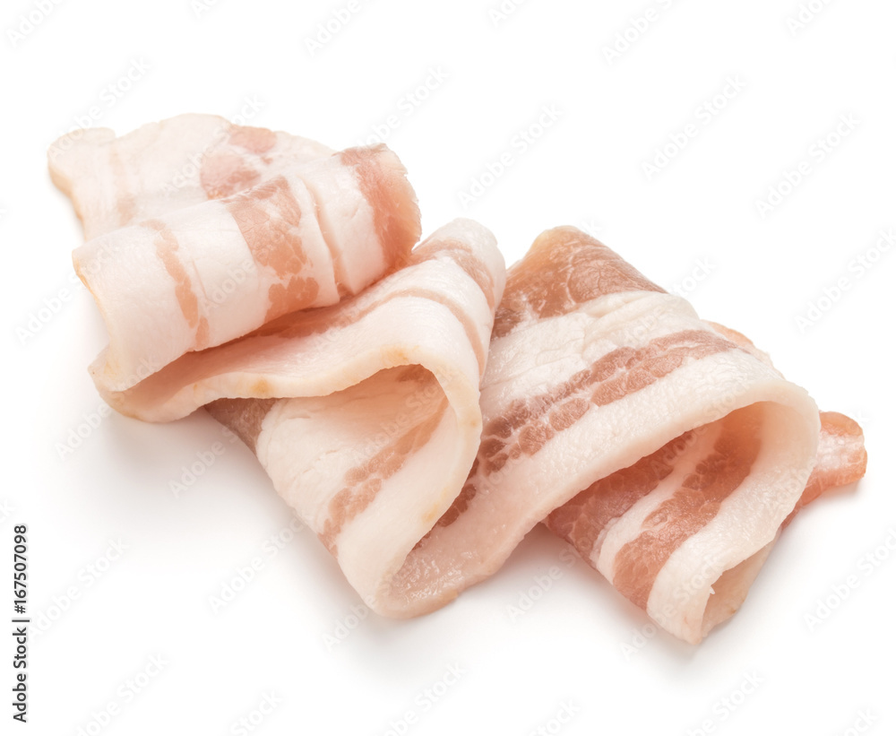 sliced pork bacon isolated on white background cutout sliced pork bacon isolated on white background cutout