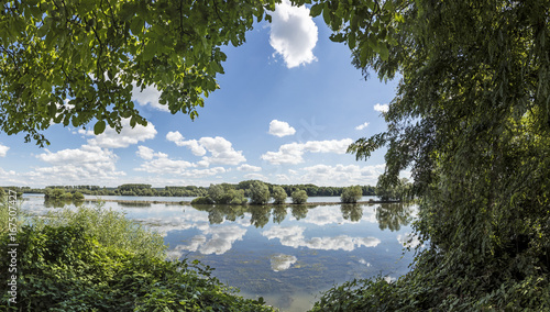 river Rhine near Walluf with reflection of clouds