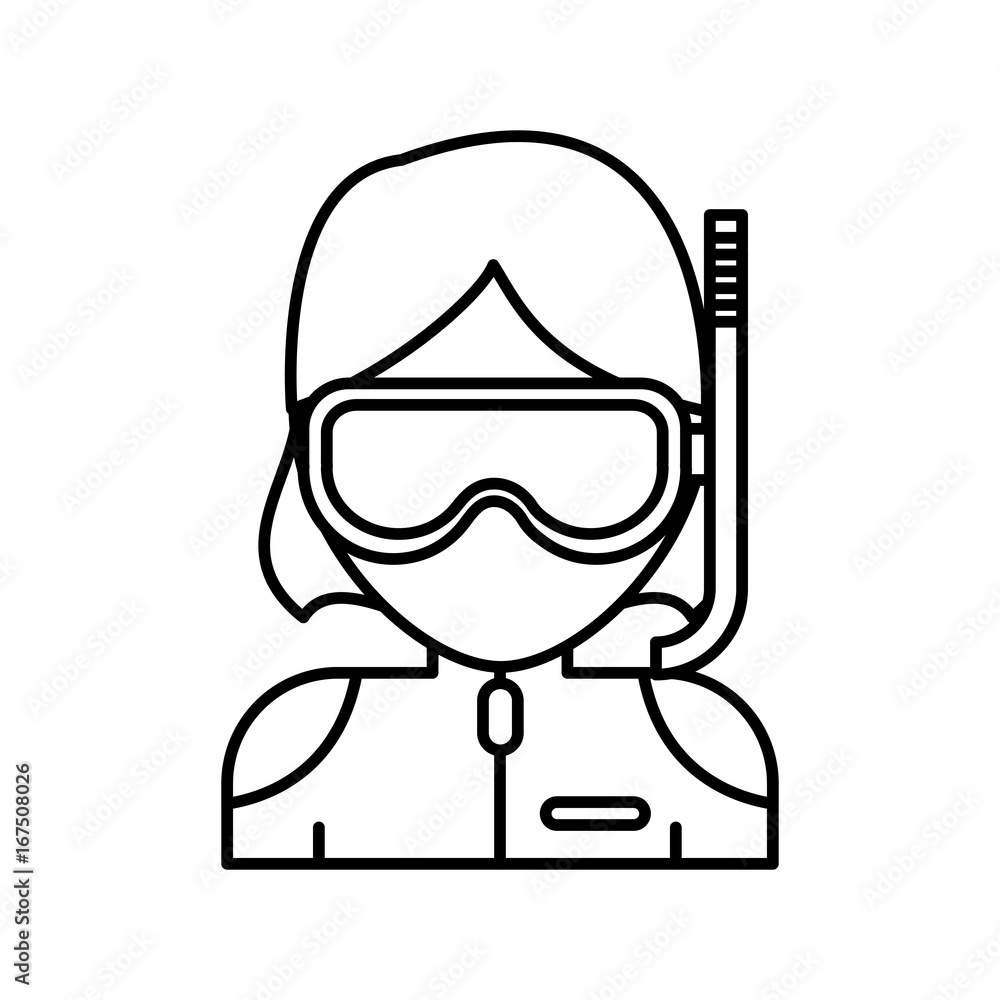 woman with snorkel mask icon