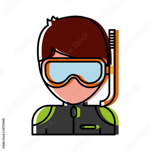 man with snorkel mask icon