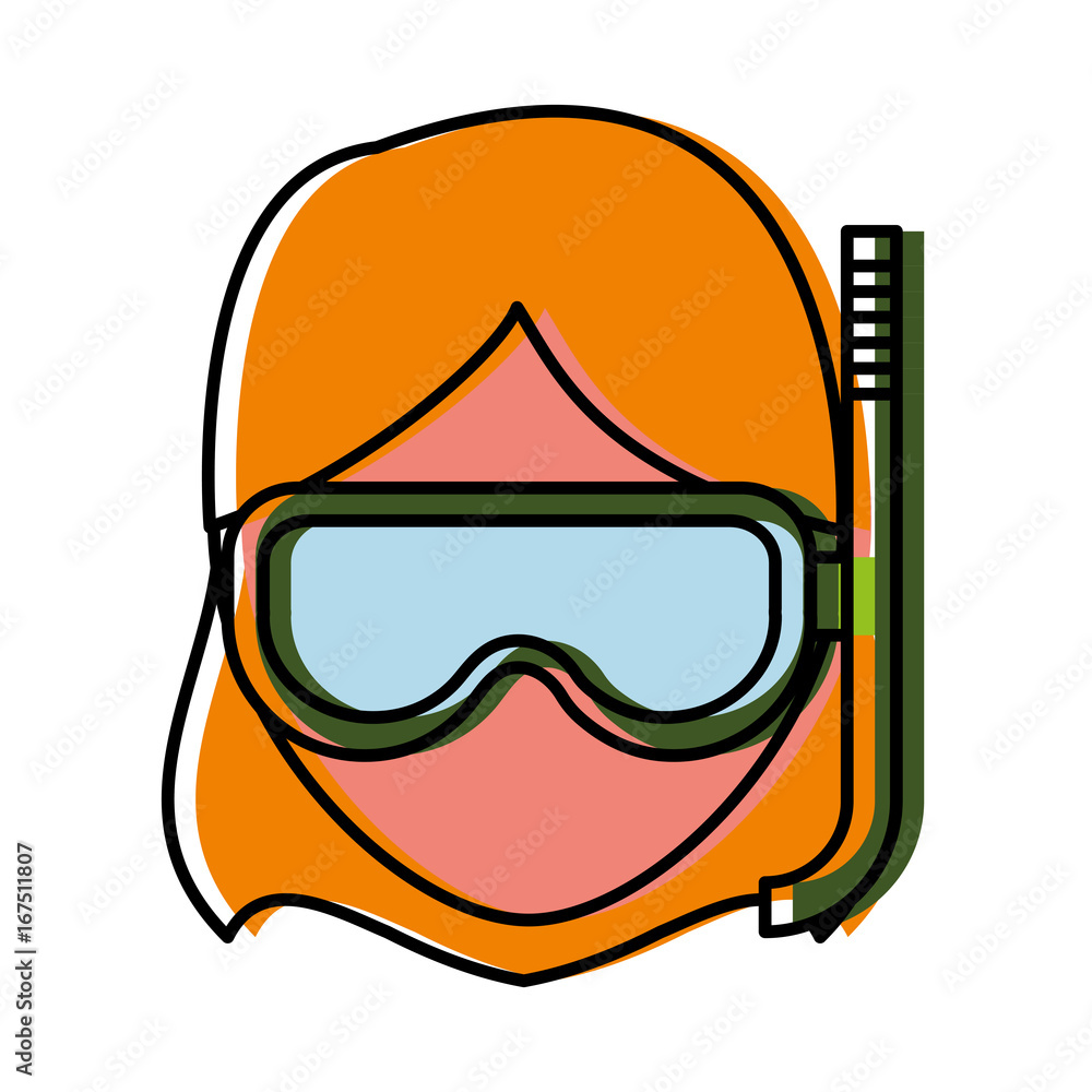 woman with snorkel mask icon woman with snorkel mask icon