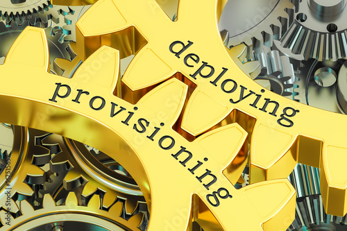 deploying provisioning concept on the gears, 3D rendering
