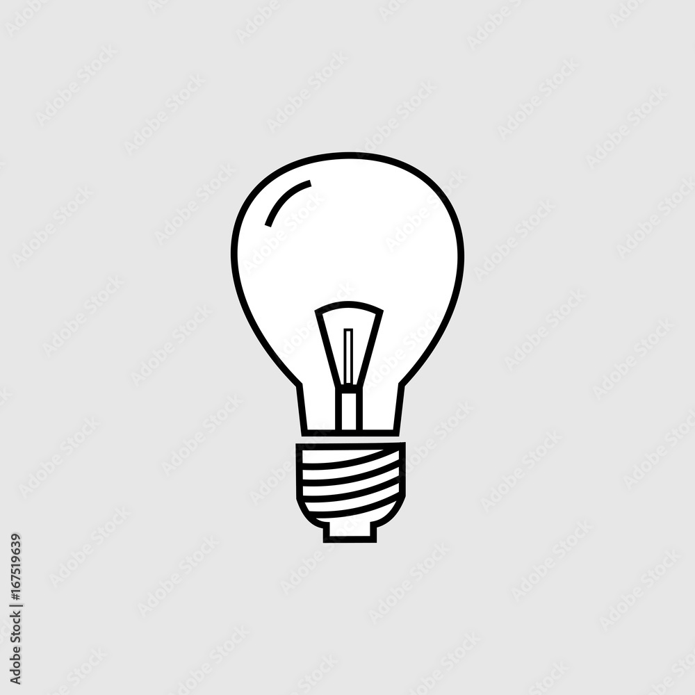 Vector graphic bulb icon with gray background Vector graphic bulb icon with gray background