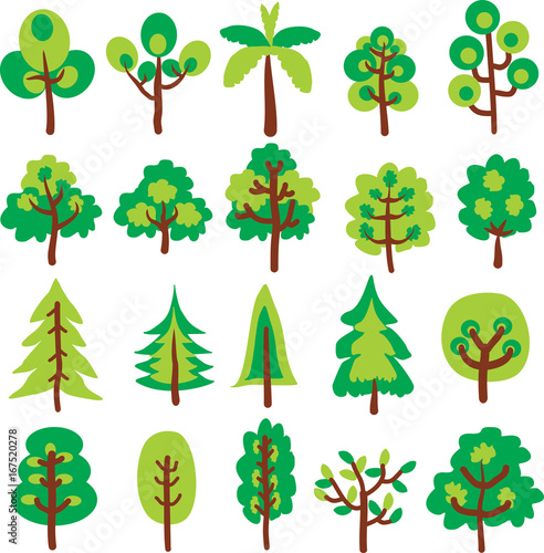 Abstract tree and pine Clip art.