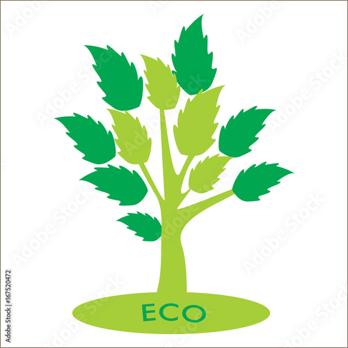 Eco tree with green leaves. Eco concept