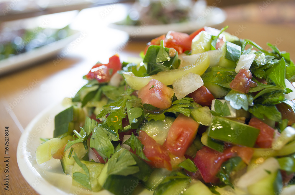 Bowl of healthy traditional Turkish shepherd salad Bowl of healthy traditional Turkish shepherd salad