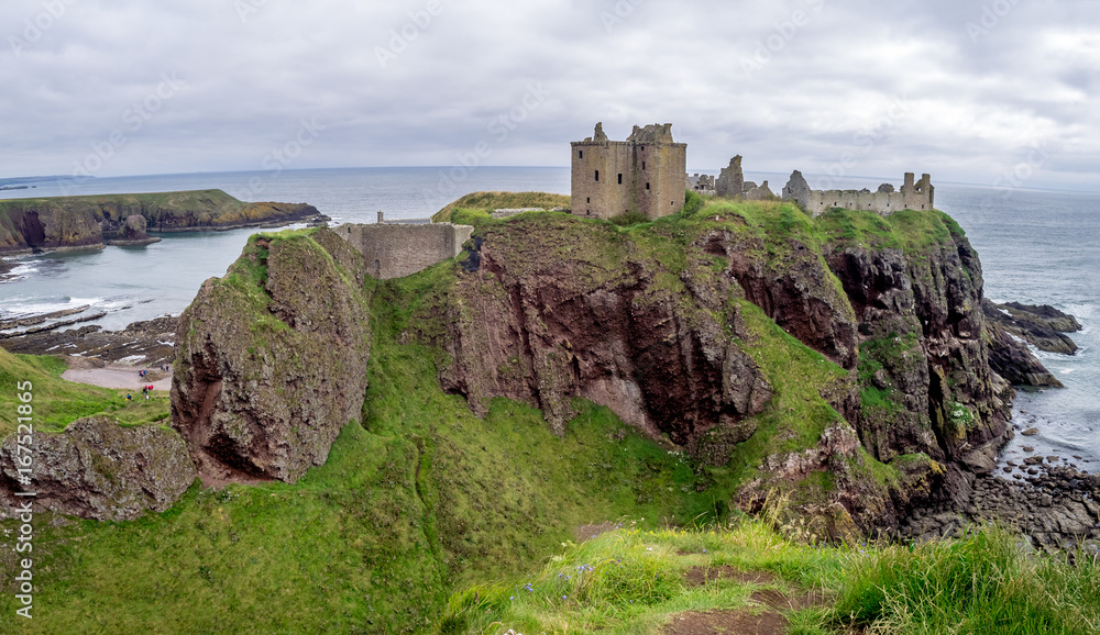 Dunnottar scottisch medieval fortress or castle. Highlands of Scotland Uk Europe.