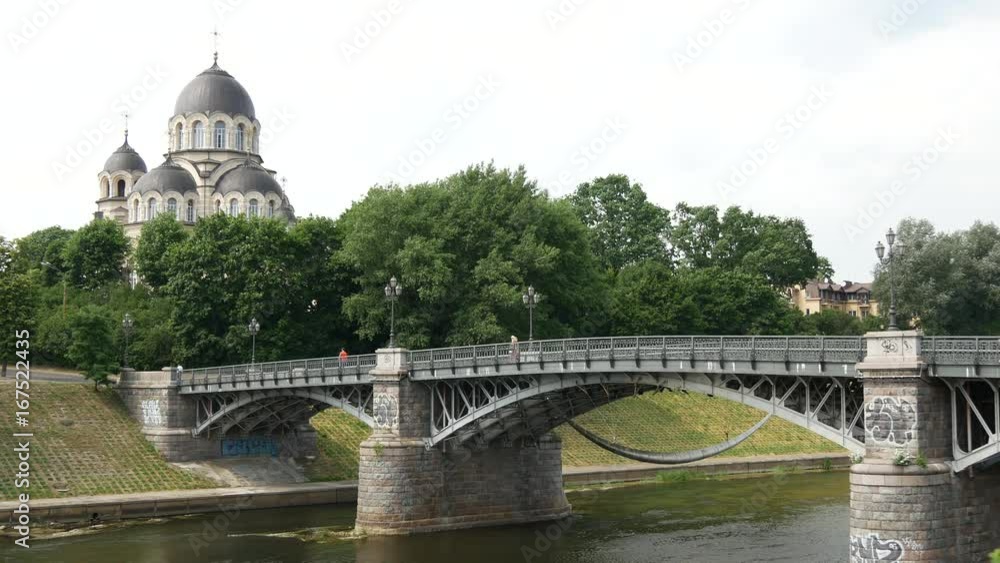 Mergeles Marijos Dievo Motinos church and the Neris River in Vilnius Lithuania Mergeles Marijos Dievo Motinos church and the Neris River in Vilnius Lithuania