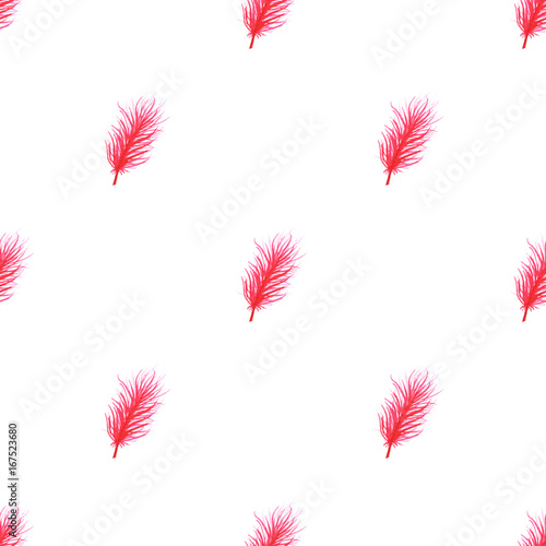 Watercolor feathers abstract seamless pattern background. Template for a business card, banner, poster, notebook, invitation
