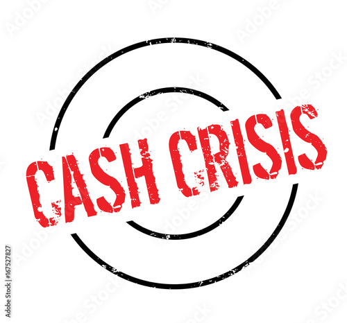 Cash Crisis rubber stamp. Grunge design with dust scratches. Effects can be easily removed for a clean, crisp look. Color is easily changed.