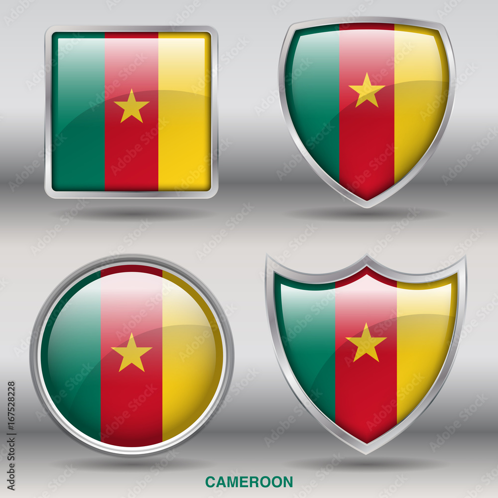 Flag of Cameroon in 4 shapes collection with clipping path Flag of Cameroon in 4 shapes collection with clipping path