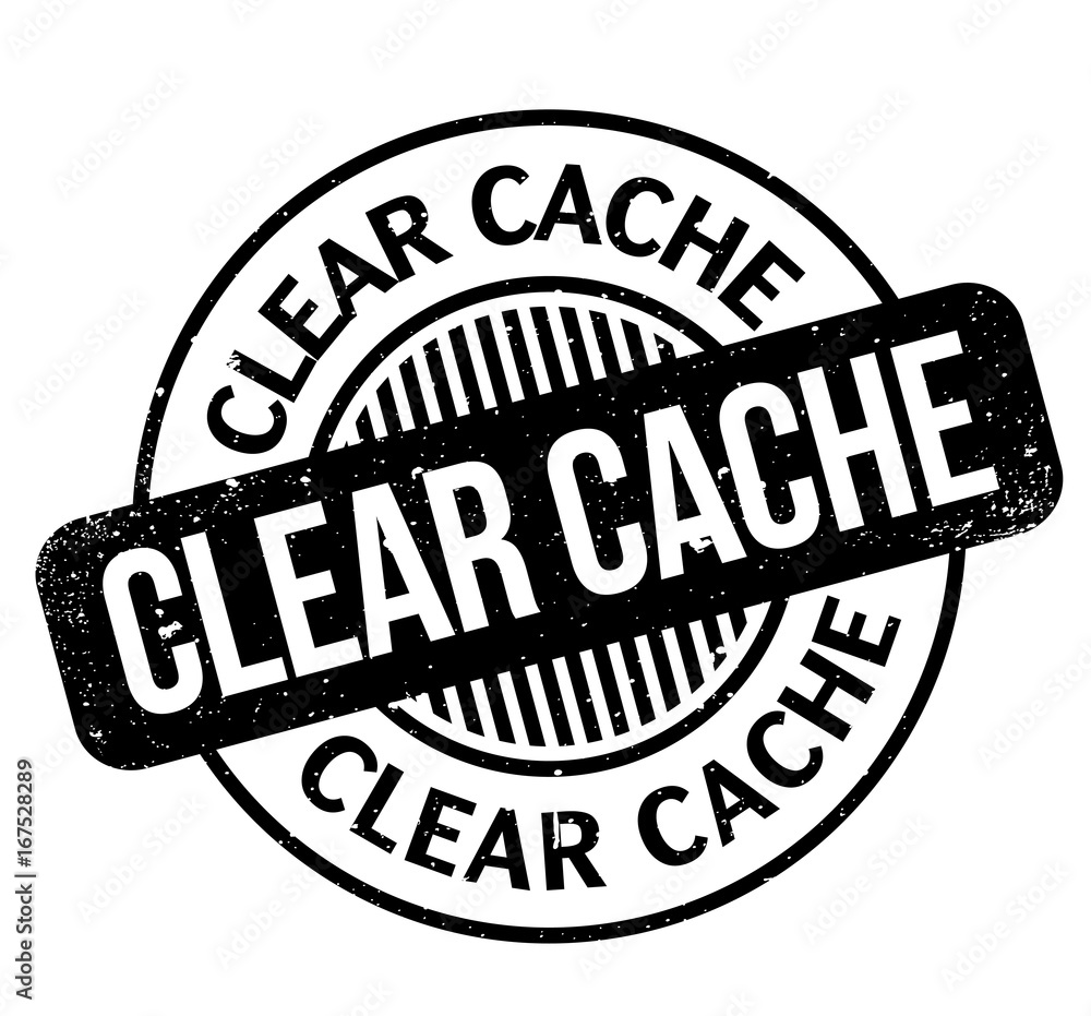 Clear Cache rubber stamp. Grunge design with dust scratches. Effects can be easily removed for a clean, crisp look. Color is easily changed.