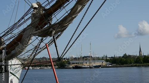 Bow of a sailboat at Skeppsholmen Stockholm Sweden photo
