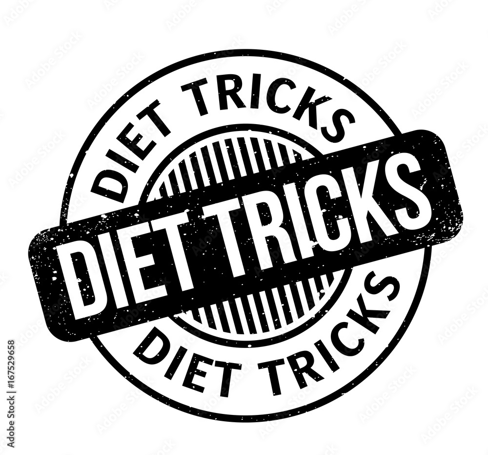 Diet Tricks rubber stamp. Grunge design with dust scratches. Effects can be easily removed for a clean, crisp look. Color is easily changed.