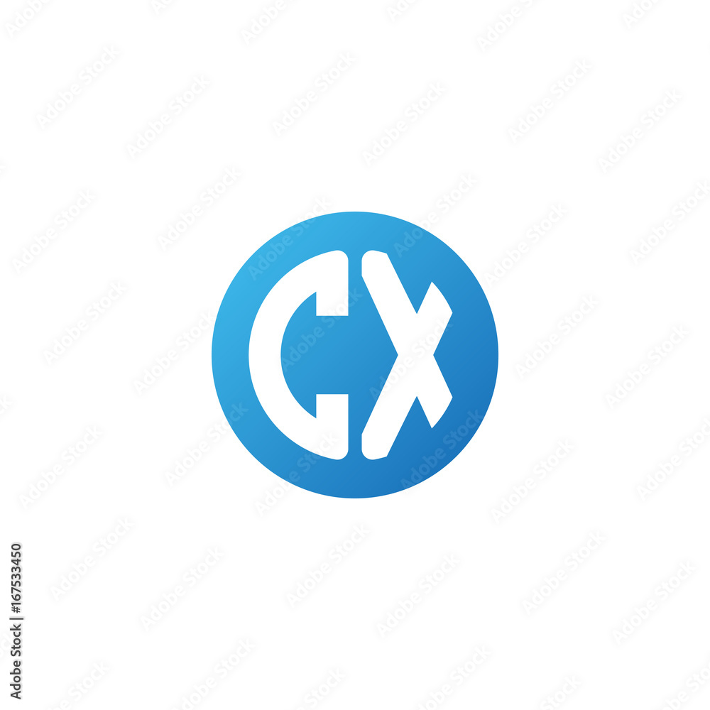 Initial letter CX, rounded letter circle logo, modern gradient blue color
Initial letter CX, rounded letter circle logo, modern gradient blue color