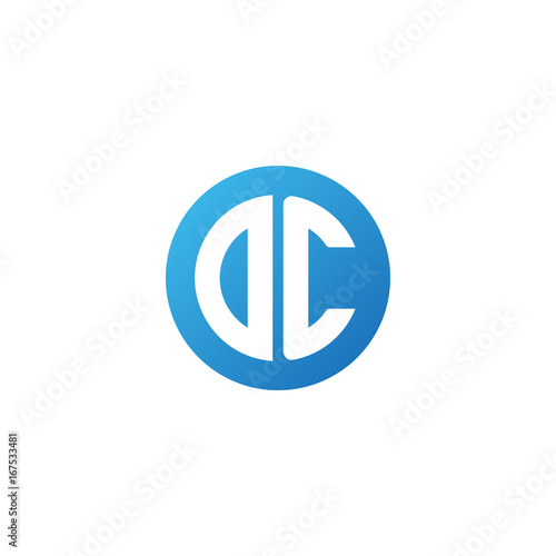 Initial letter DC, rounded letter circle logo, modern gradient blue color 