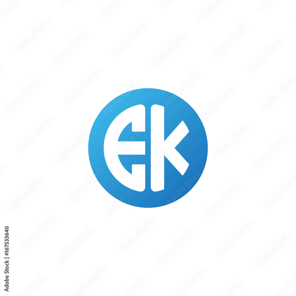 Initial letter EK, rounded letter circle logo, modern gradient blue color
Initial letter EK, rounded letter circle logo, modern gradient blue color