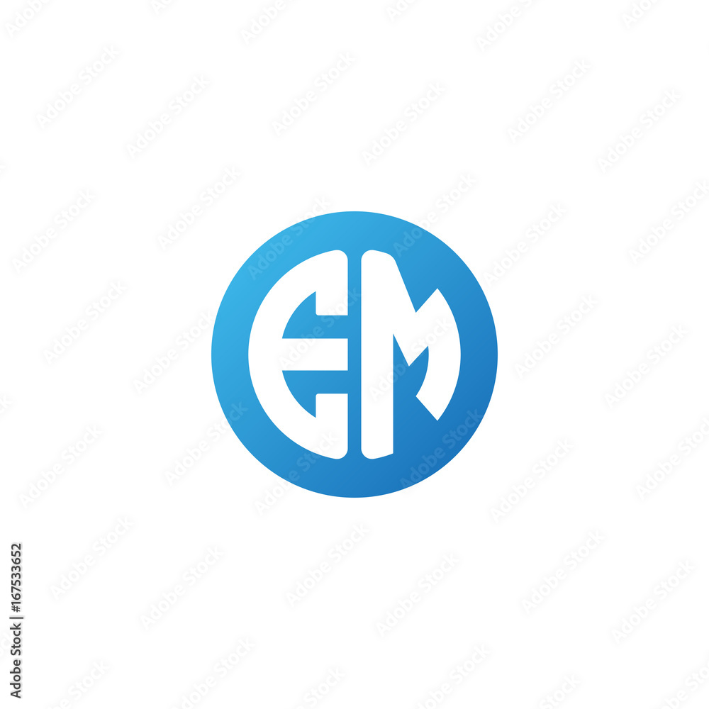Initial letter EM, rounded letter circle logo, modern gradient blue color
Initial letter EM, rounded letter circle logo, modern gradient blue color