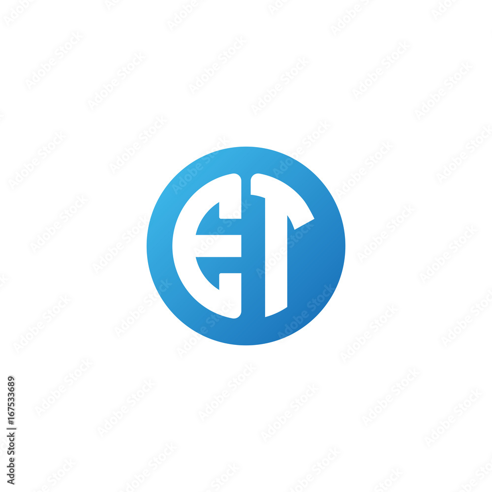 Initial letter ET, rounded letter circle logo, modern gradient blue color
Initial letter ET, rounded letter circle logo, modern gradient blue color