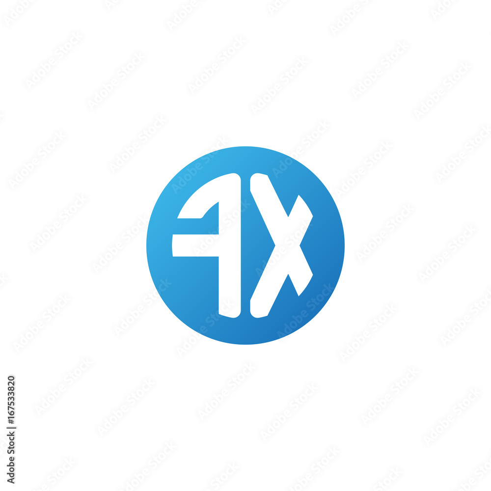 Initial letter FX, rounded letter circle logo, modern gradient blue color
Initial letter FX, rounded letter circle logo, modern gradient blue color
