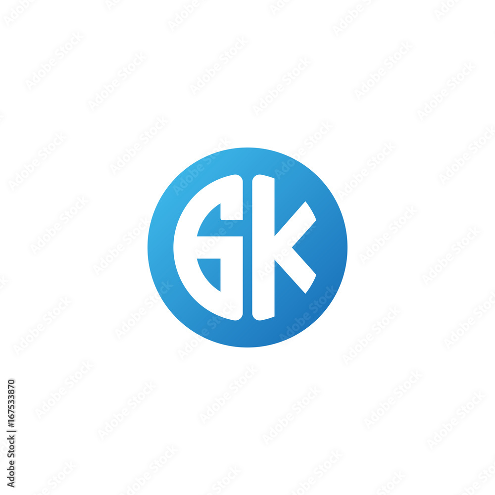 Initial letter GK, rounded letter circle logo, modern gradient blue color
Initial letter GK, rounded letter circle logo, modern gradient blue color
