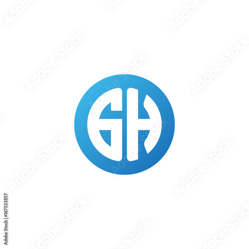 Initial letter GH  rounded letter circle logo  modern gradient blue color      
