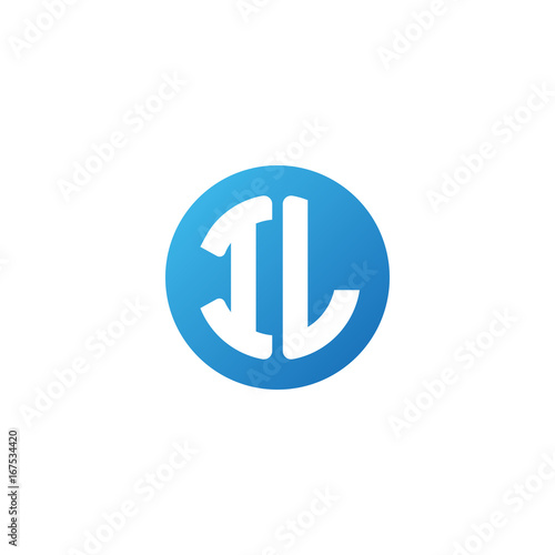 Initial letter IL, rounded letter circle logo, modern gradient blue color 