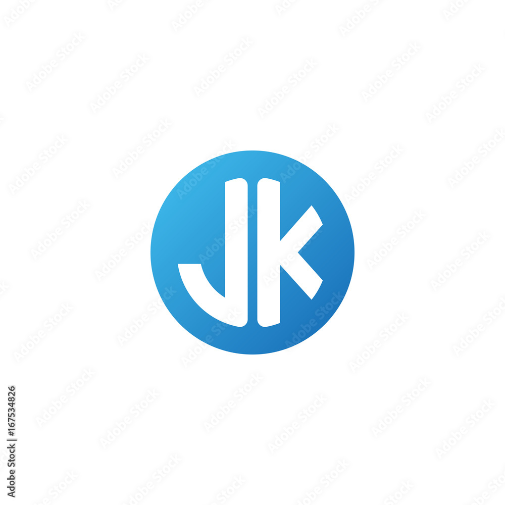 Initial letter JK, rounded letter circle logo, modern gradient blue color
Initial letter JK, rounded letter circle logo, modern gradient blue color