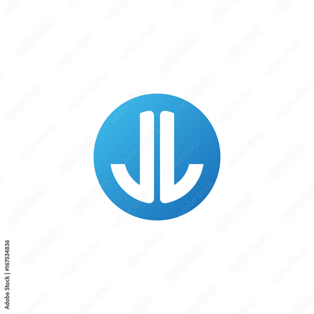 Initial letter JL, JJ mirror, rounded letter circle logo, modern gradient blue color
Initial letter JL, JJ mirror, rounded letter circle logo, modern gradient blue color