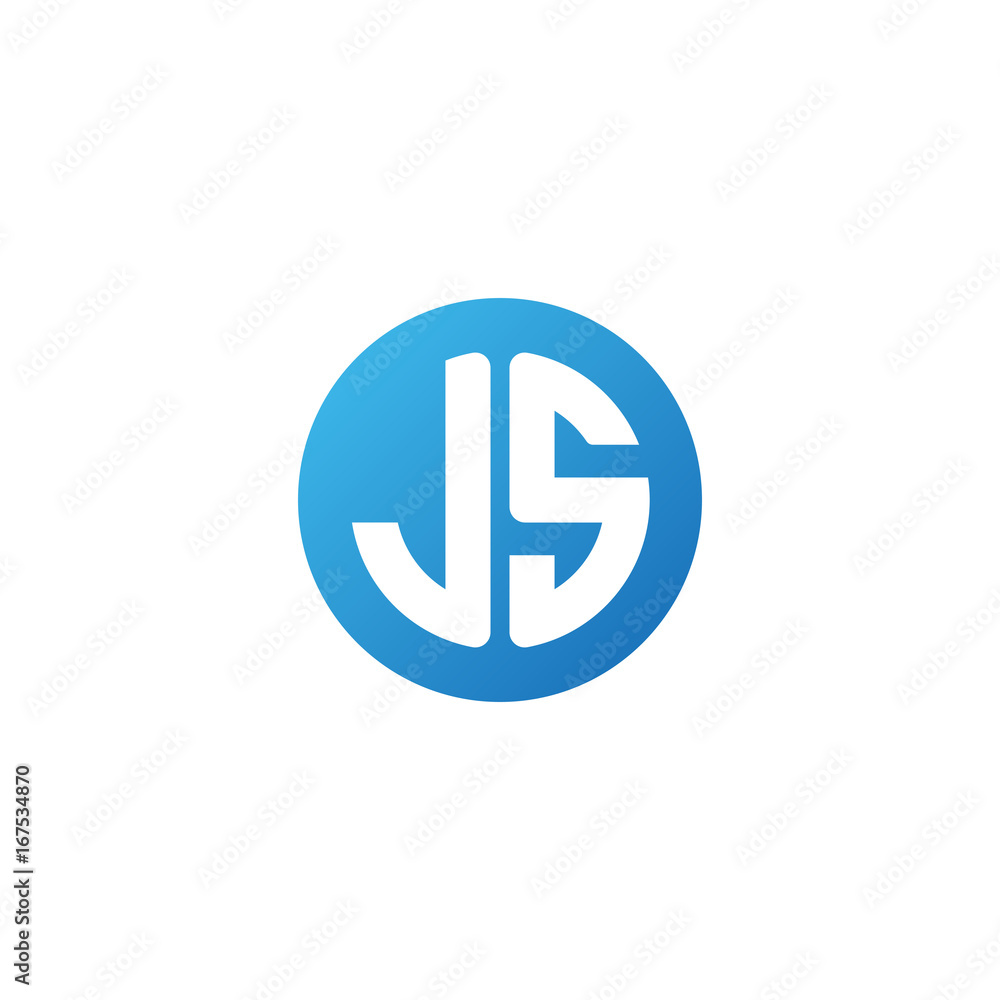 Initial letter JS, rounded letter circle logo, modern gradient blue color Initial letter JS, rounded letter circle logo, modern gradient blue color