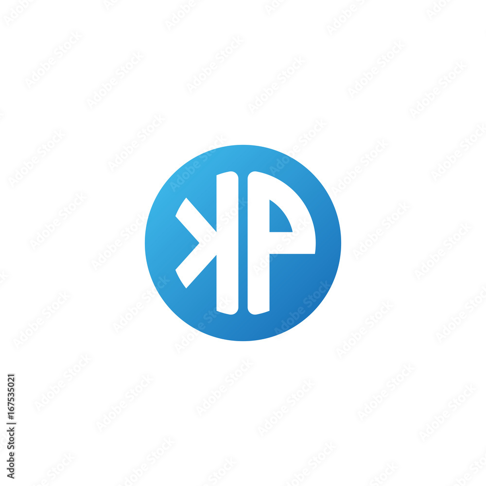 Initial letter KP, rounded letter circle logo, modern gradient blue color Initial letter KP, rounded letter circle logo, modern gradient blue color