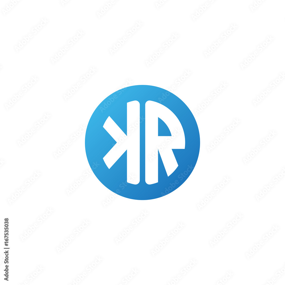 Initial letter KR, rounded letter circle logo, modern gradient blue color Initial letter KR, rounded letter circle logo, modern gradient blue color
