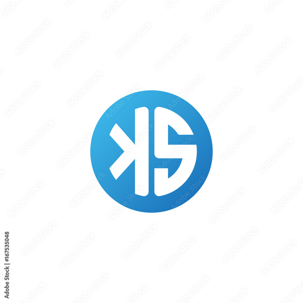 Initial letter KS, rounded letter circle logo, modern gradient blue color Initial letter KS, rounded letter circle logo, modern gradient blue color